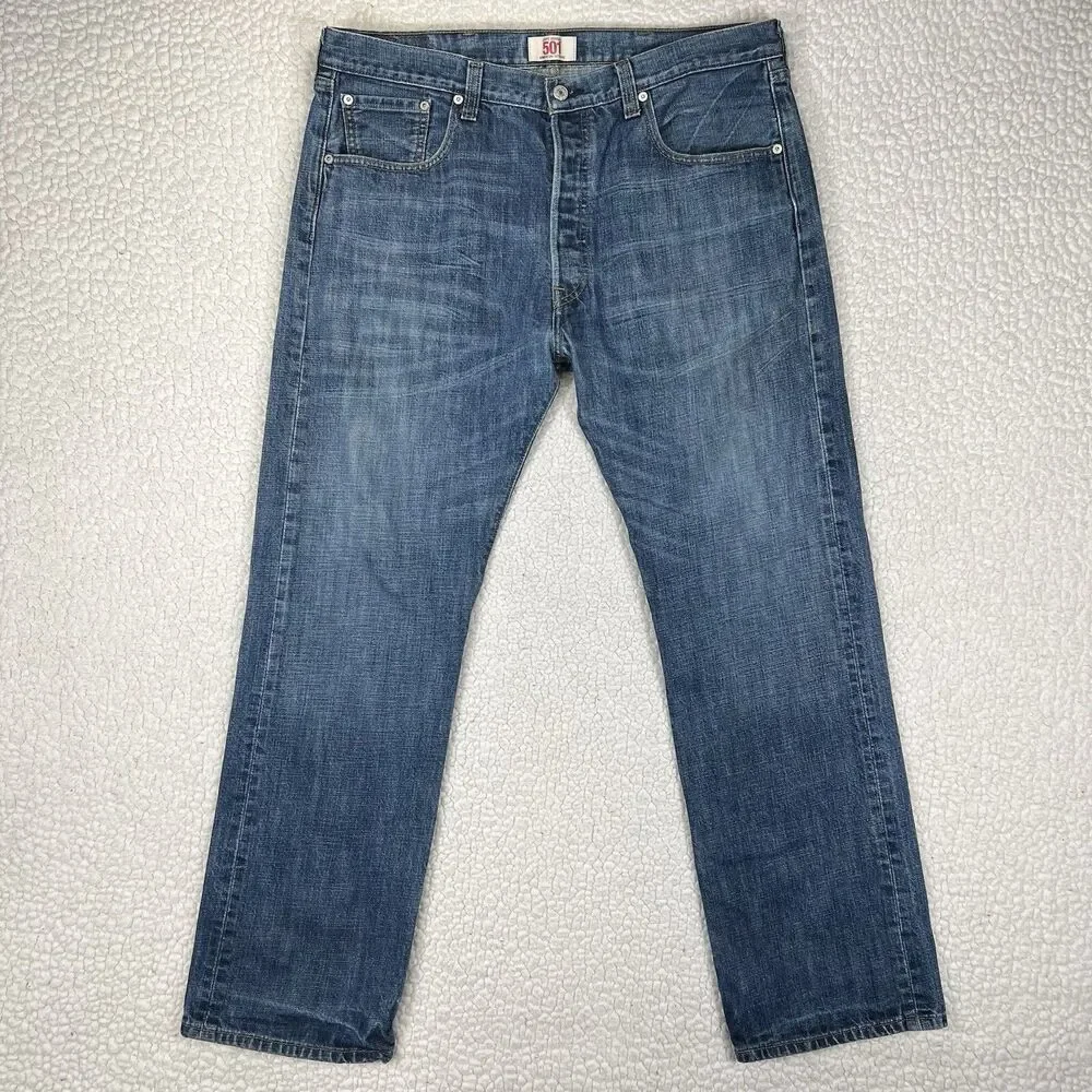 Levi’s 501 Jeans‎ Men’s 38x32 Blue Straight Leg Button Fly Grunge Y2K Skater